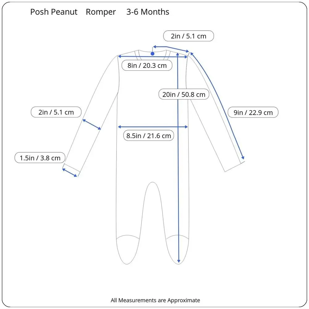 Posh Peanut One Piece Henley Romper Scout 3-6 months Animals Soft Bamboo